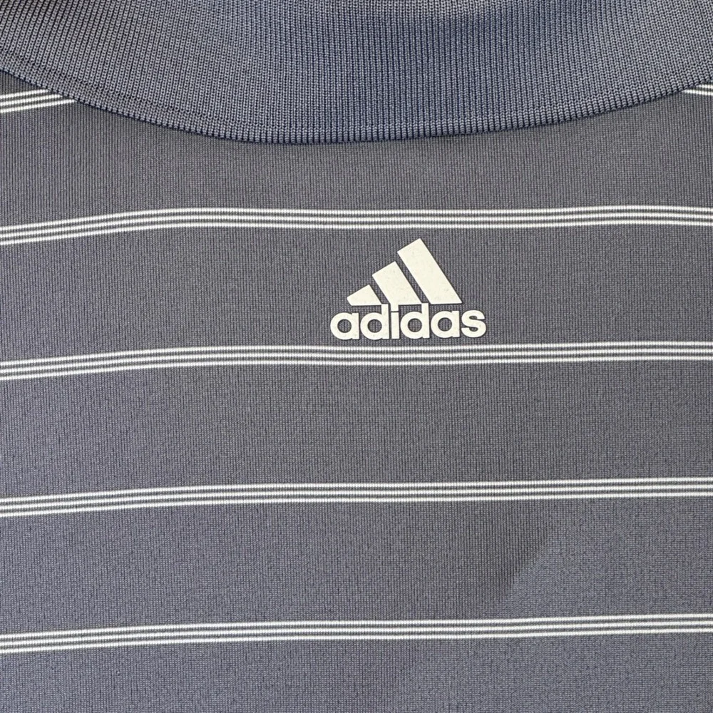 Adidas‎ Puremotion Mens XL Gray Stripe Golf Polo Shirt Performance Athletic